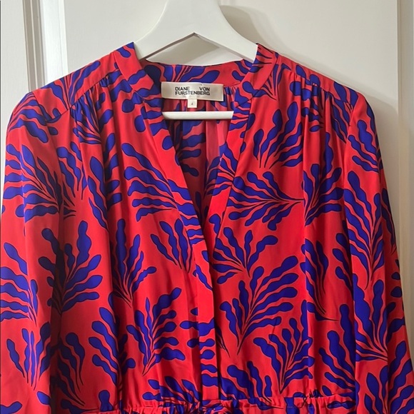 DVF Diane von Furstenberg Poppy Floral Print Silk FREYA Shirt Dress.Sz4 - Picture 2 of 5